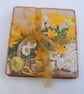 Set of 2 ceramic daffodil square coasters. - Image 6