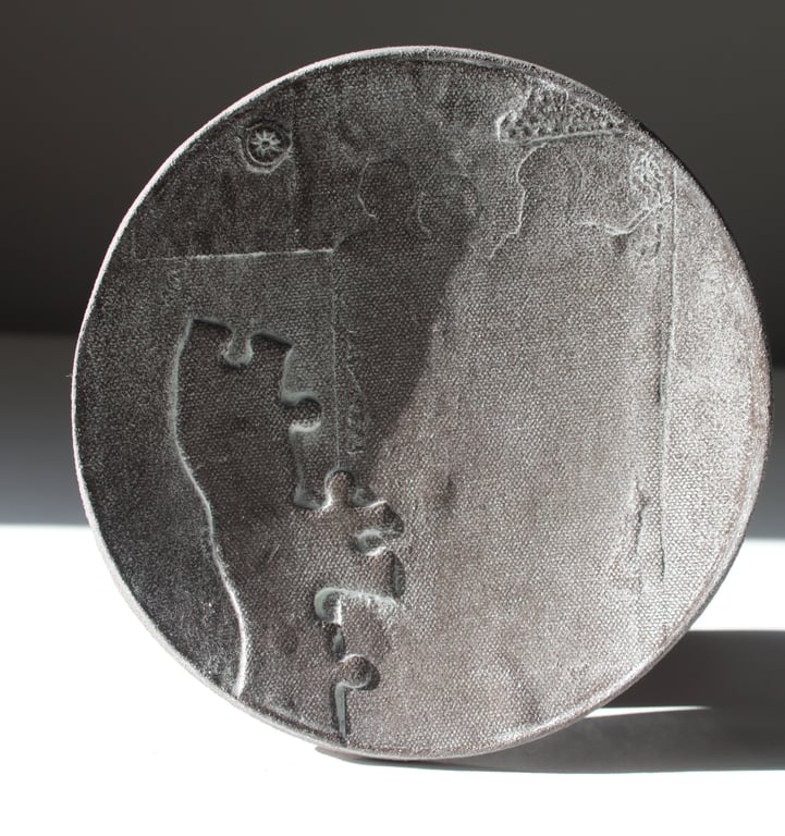 Small Ceramic Dish with Collaged Surface