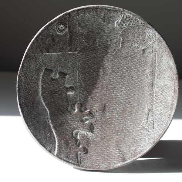 Small Ceramic Dish with Collaged Surface