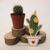 Pottery Cactus Ceramic hanging decoration. Illustrated Cactus pottery decoration