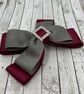 School Wine and Grey Double Layer Bow on Clip - Image 2