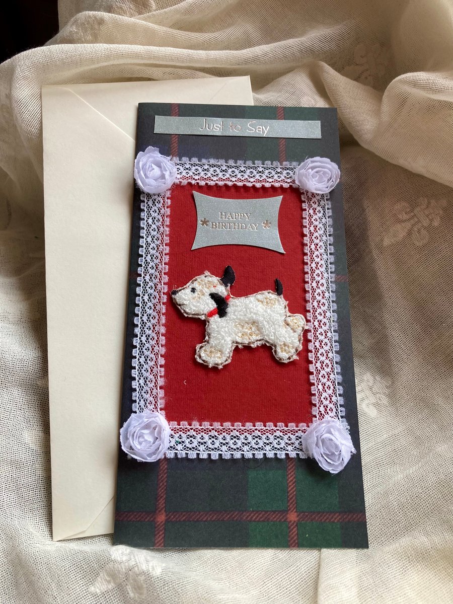  tartan birthday dog card