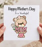 Mothers Day Personalised Card for Mum Happy Mothers Day Pretty Pink Heart Teddy  - Image 2
