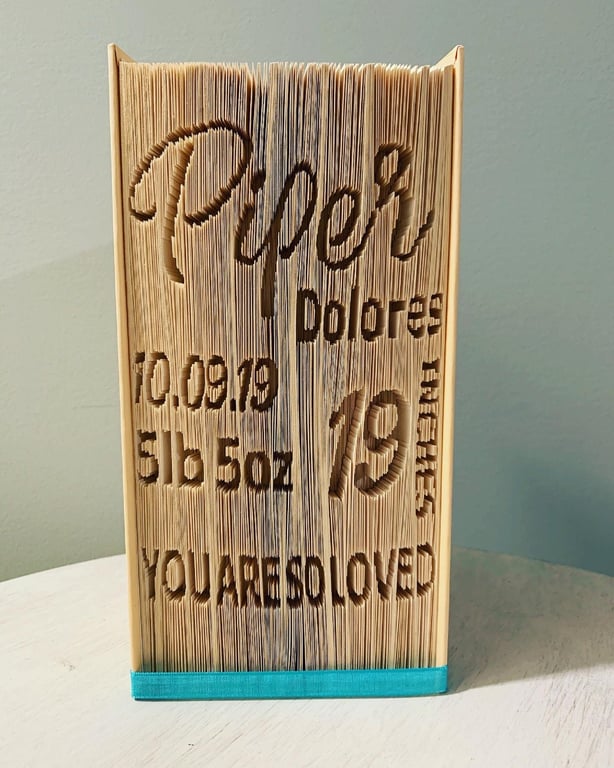 CUSTOM Baby Birth Details CUT & FOLD Book Folding Pattern - EMAILED PDF PATTERN