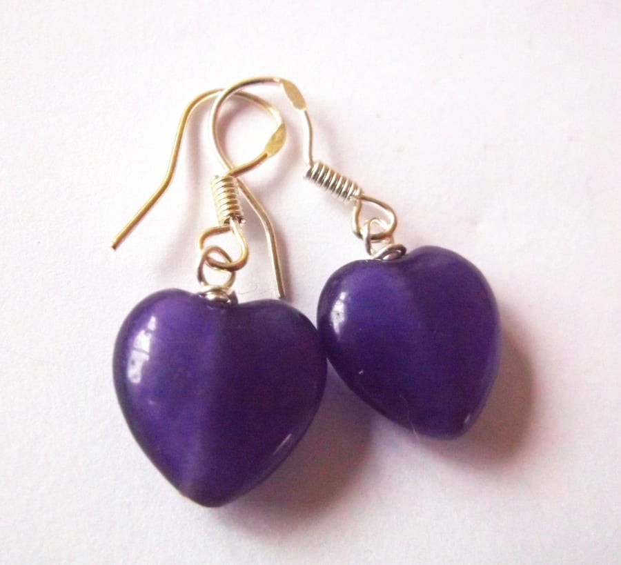 Amethyst Heart Earrings