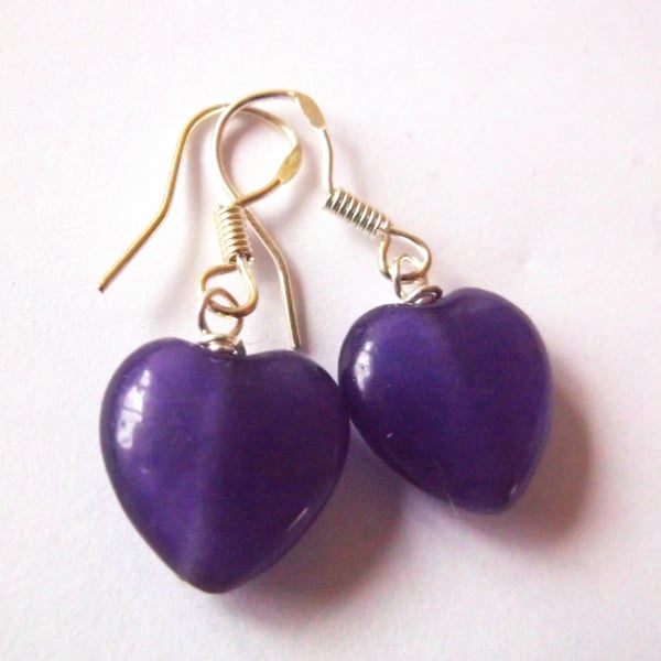 Amethyst Heart Earrings