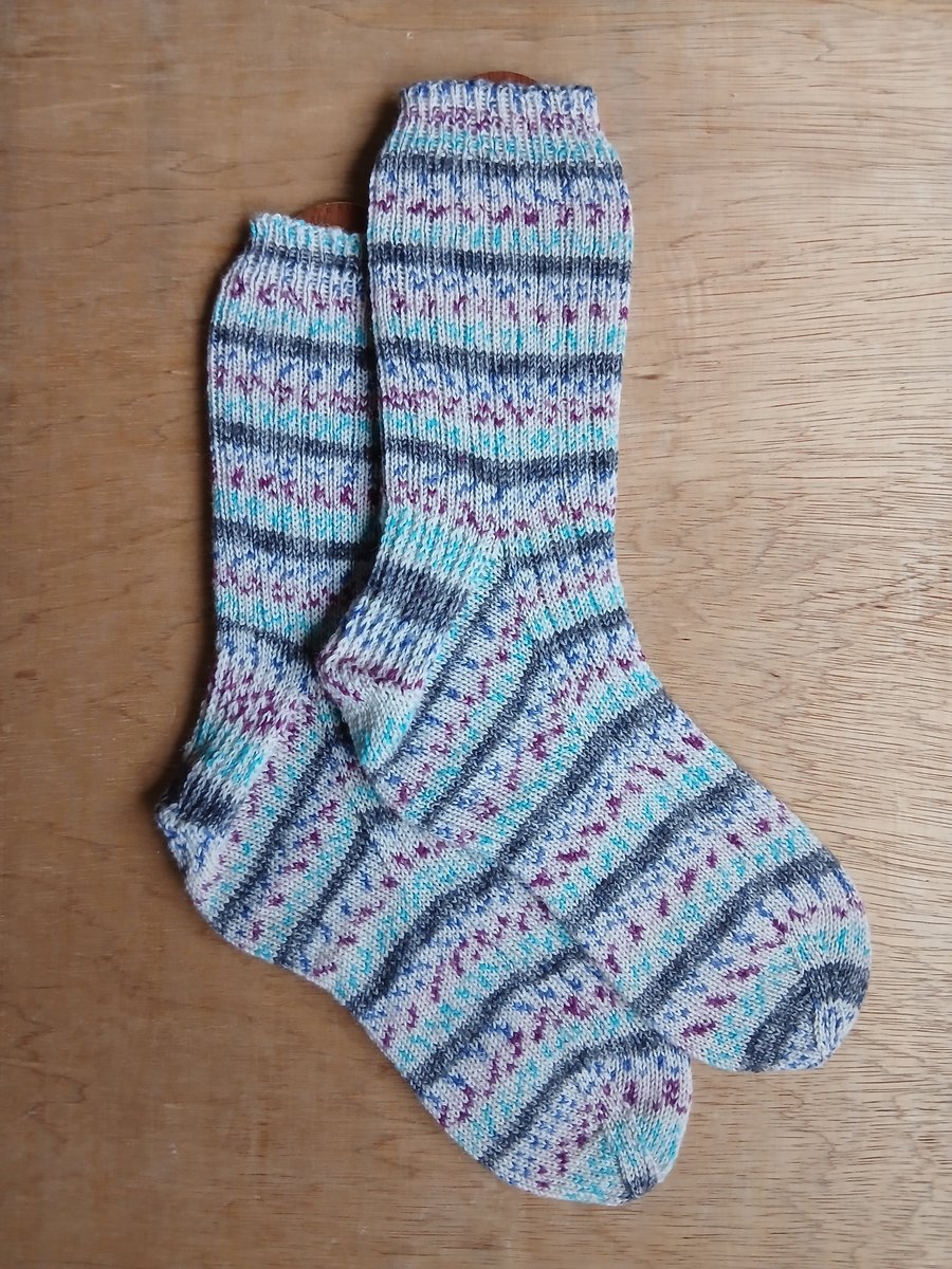 Socks, hand knitted, LARGE, adult size 9-11