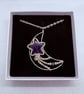 Silver and Amethyst crescent moon pendant