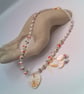 Ceramic Bead and Crystal Necklace with a Double Sided Heart Pendant and Earrings - Image 1