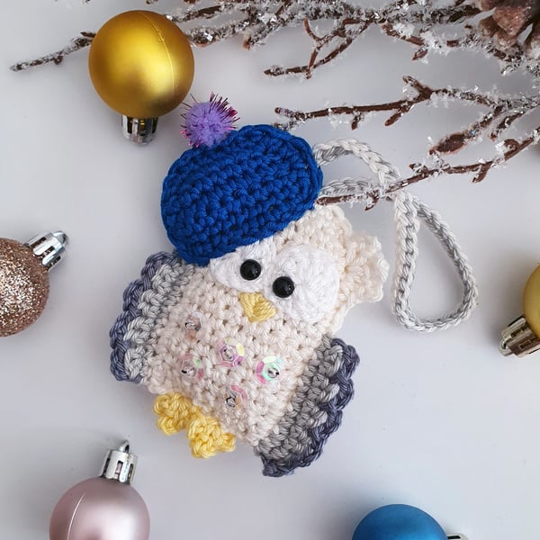 Crochet Winter Owl Bauble