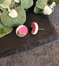 Ceramic button earrings - Purple - Image 1