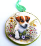Jack Russell pup decoupaged log slice wall decoration. - Image 3