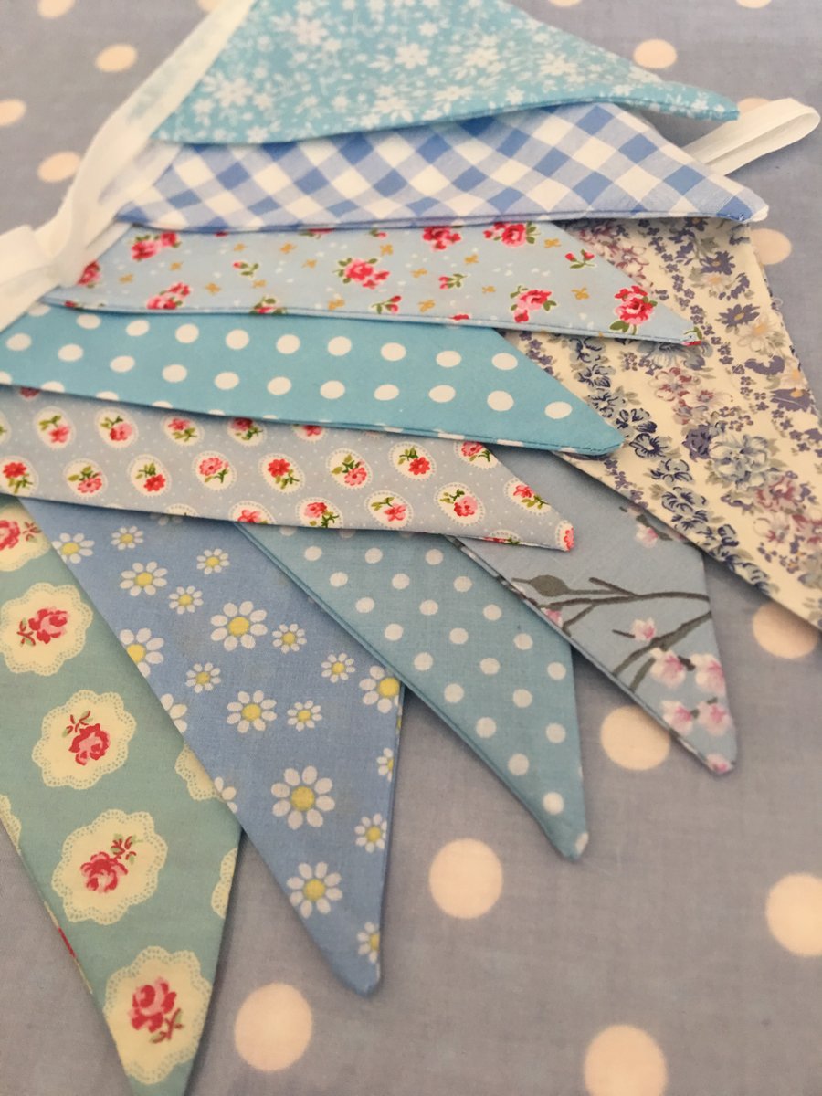 Shades of blue cotton fabric bunting wedding,party flags