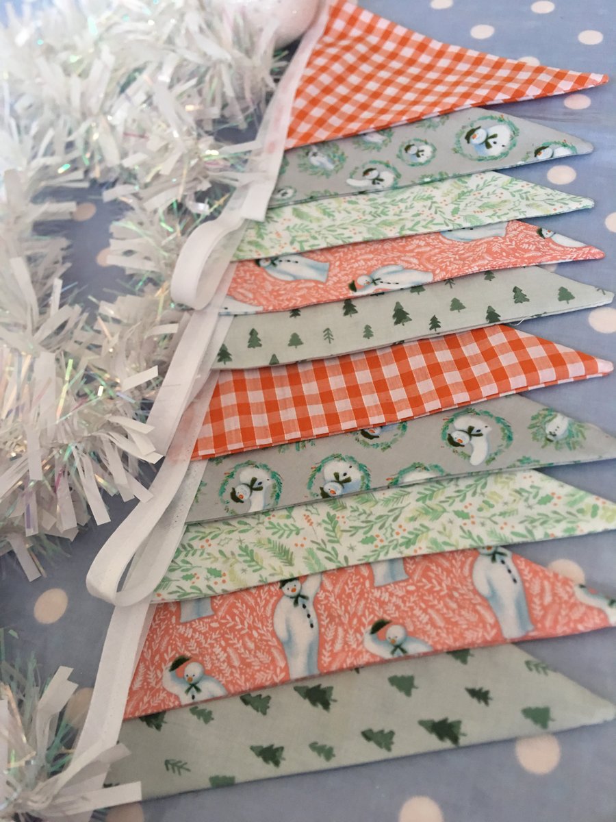 Christmas bunting,The snowman cotton fabric bunting wedding,party flags