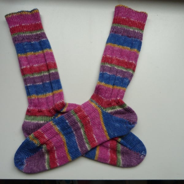 Knitted Ribbed Wool Socks Size 6 to 7