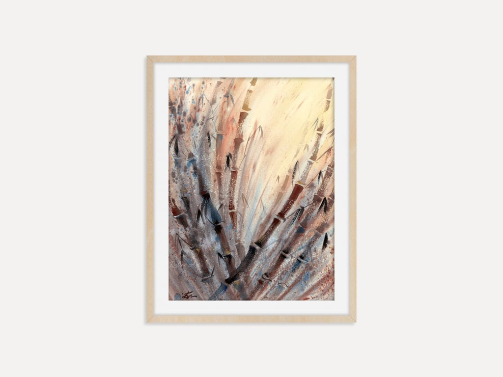 Bamboo Forest Wall Art Print, Frameable Nature Art Print, Asian Japanese Decor