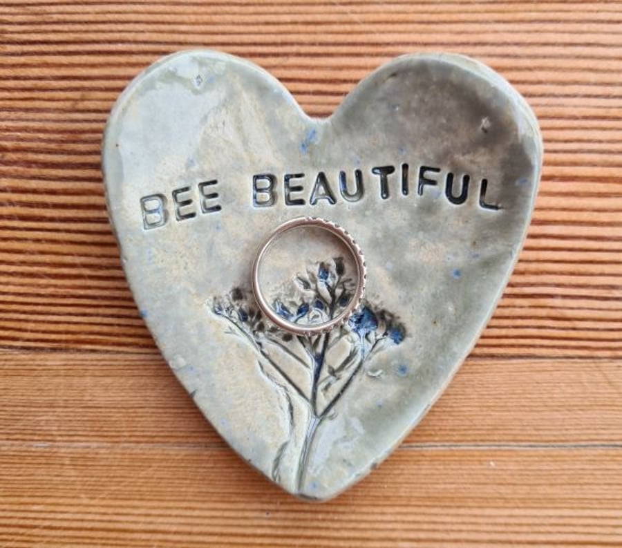 Bee Beautiful Ceramic Heart Trinket Dish