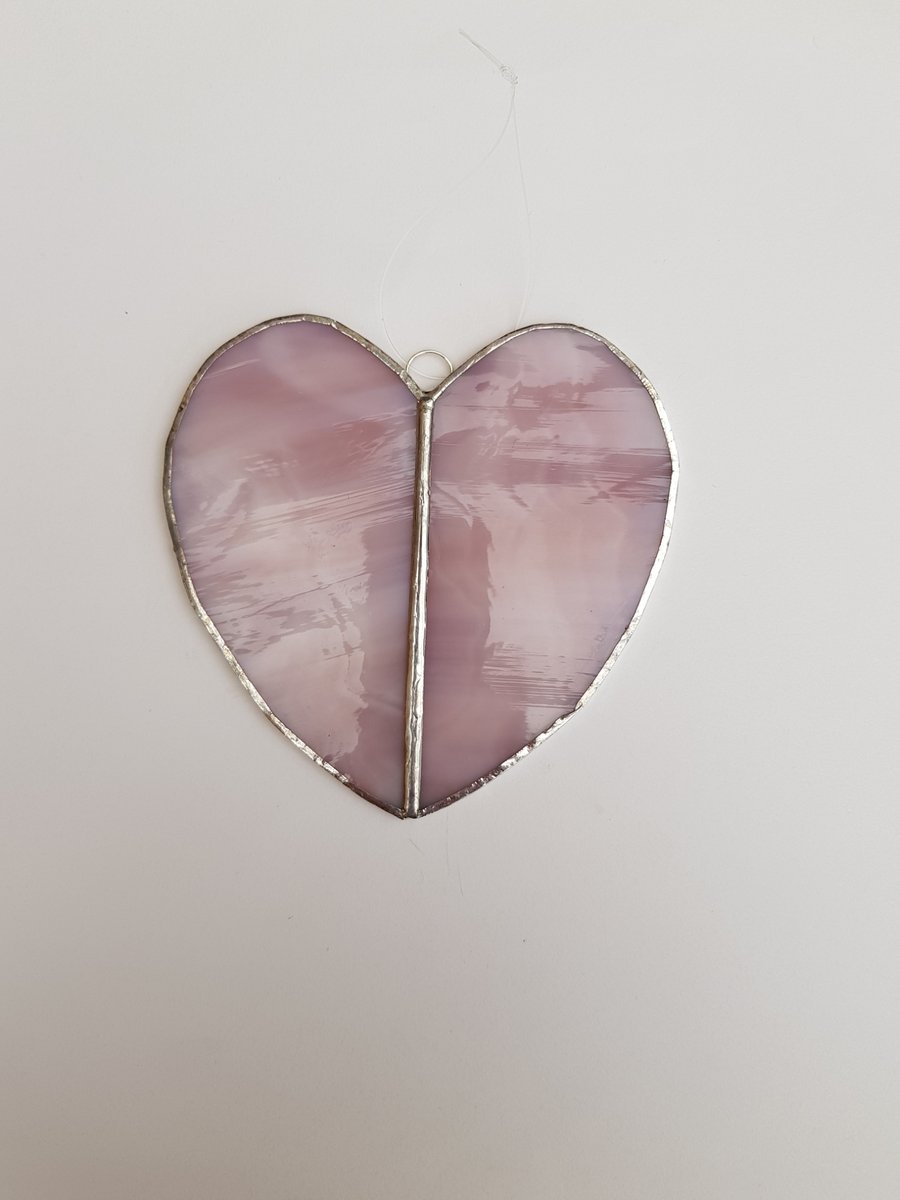 100 Stained Glass Large Two Piece Lilac Heart - handmade hanging decoration.