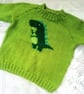 Knitted Jumper with a T Rex Motif for Babies and Children to 7, Birthday Gift - Image 4