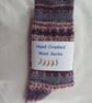 Hand-cranked Knitted Ribbed Wool Socks Size 8 to 9 - Image 5