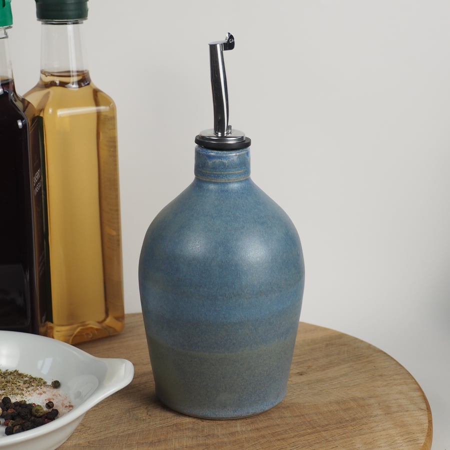 Pouring Bottle or Oil Pourer - Matt Blue