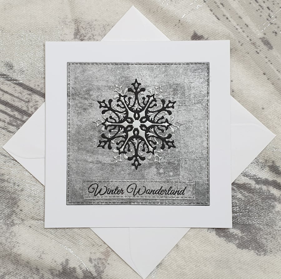 Silver Snowflake Christmas Card 