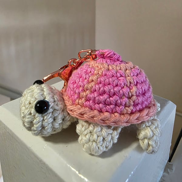 Crocheted turtle keyring or bag charm 