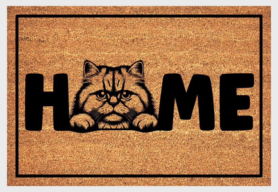 British Longhair Cat Home Door Mat No.4 - British Longhair Welcome Mat 