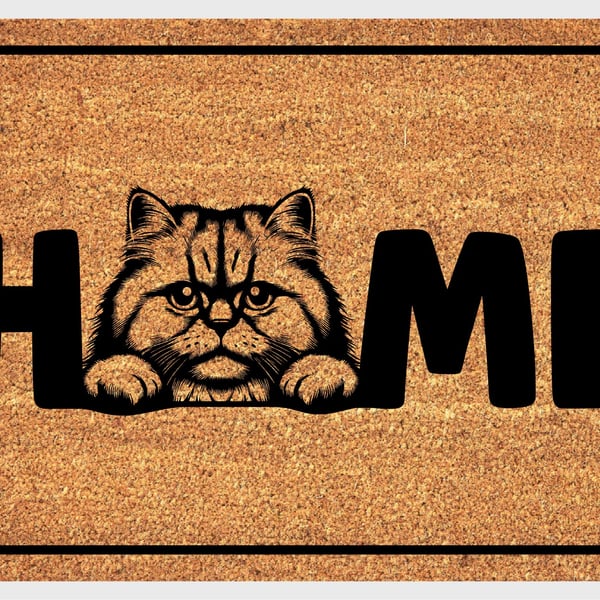 British Longhair Cat Home Door Mat No.4 - British Longhair Welcome Mat 