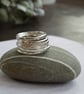 Silver stacking rings - hammered stacking rings  - Image 2