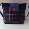 Sale Tartan Blue Corduroy Shoulder Bag