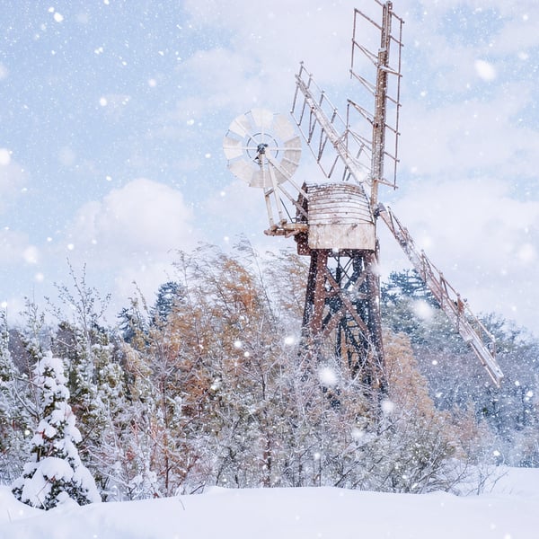 Windmill Norfolk Broads Winter Norfolk Christmas Greeting Card A5