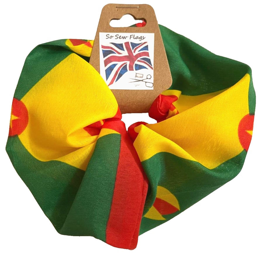 Grenada Flag Hair Scrunchie Scrunchies Accessory Band Elastic