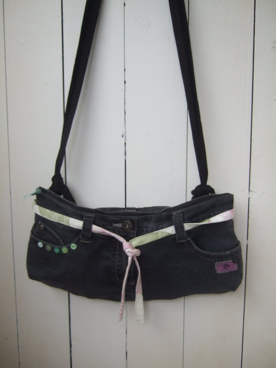 SALE Upcycled Jeans Bag - Cross Body Bag