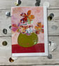 Blank Greetings Card, Floral Card, Flower Art Card, Thank you card,  