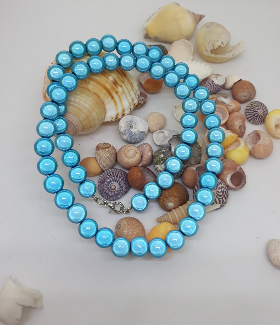 NL24 - Blue miracle bead necklace 20"
