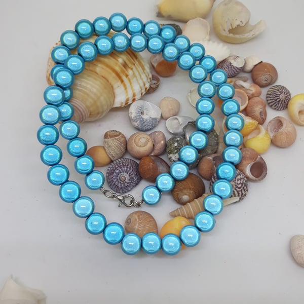 NL24 - Blue miracle bead necklace 20"