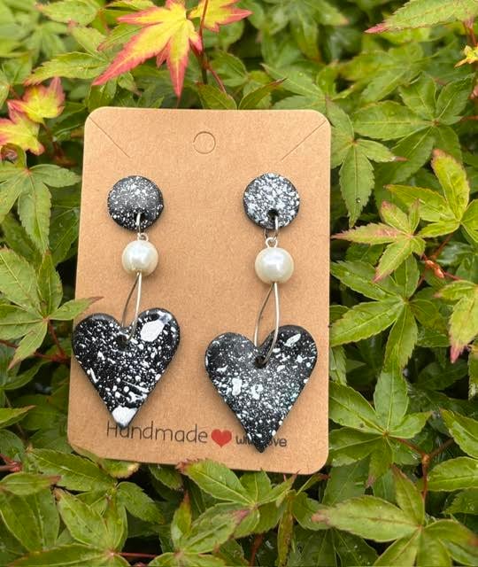 Stunning Splash Bead and Heart Dangle Earrings