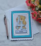 Birthday Card 4 Today Boy Teddy Bear Blue White Polka Dots 3D Luxury Handmade - Image 1