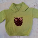 Child's Hooded Jumper with Owl Motif, Child's Jumper, Owl Jumper, Baby Gift