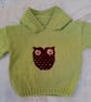 Child's Hooded Jumper with Owl Motif, Child's Jumper, Owl Jumper, Baby Gift