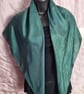 Pure Silk Large Square Scarf in Deep Green with a touch of Blue - Image 3