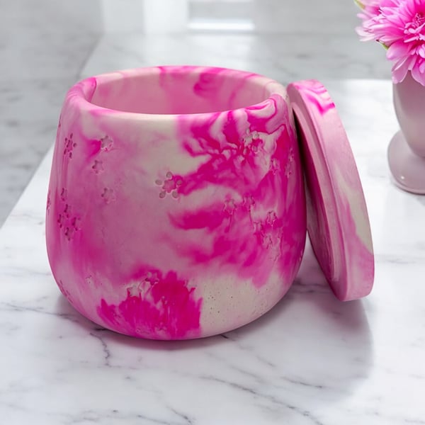 Pink Marble Effect Constellation Jewellery Box - Candle Jar or Trinket Pot stp15