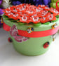 Red and White Fuchsia Flower Pot - Image 4