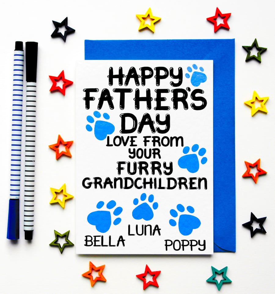 Personalised Father's Day Card For Grandad From Dogs, Cats, Pets, Furry Children