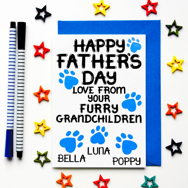 Personalised Father's Day Card For Grandad From Dogs, Cats, Pets, Furry Children