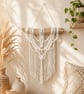 Cream Macrame Wall Hanging - Boho Chic Driftwood Tapestry, Woven Cotton Decor