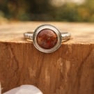 Sterling Silver Jasper Ring - UK Size O
