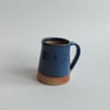 Handmade thrown stoneware pottery large mug blue