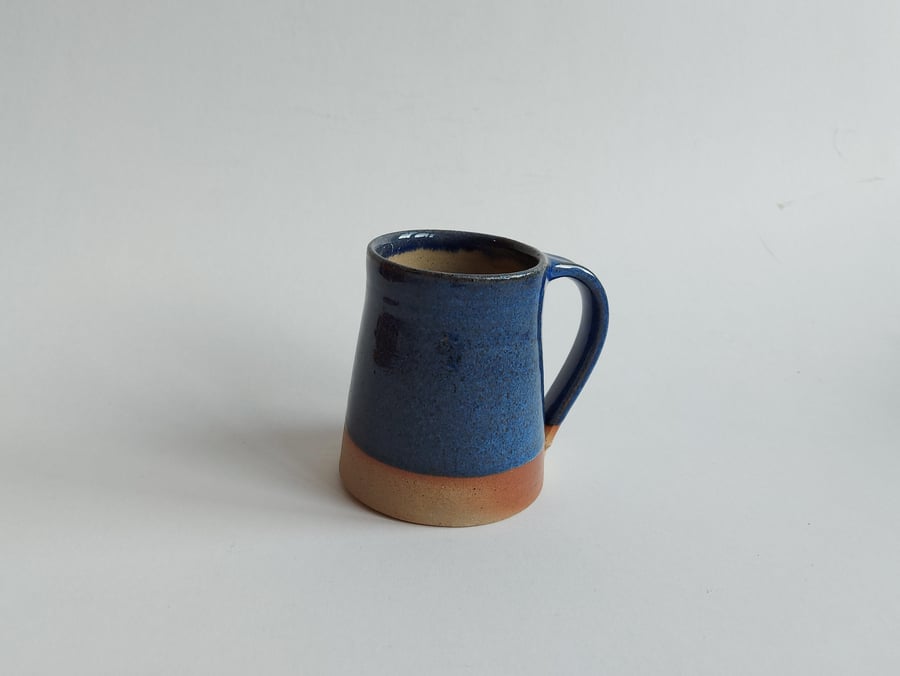 Handmade thrown stoneware pottery large mug Barbrook Blue Glaze 